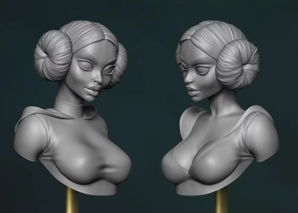 3D renders of both versions of The Princess designed and sculpted by Minichix Studio - STL for 3D printing