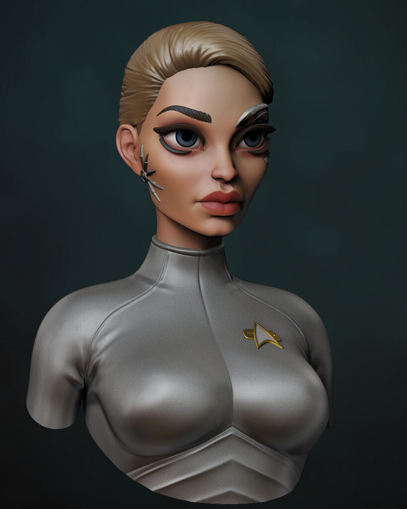 3D colour render The Voyager bust - stylised 1/10th scale sci-fi STL file from the Sci-Fi Princesses series by Minichix Studio