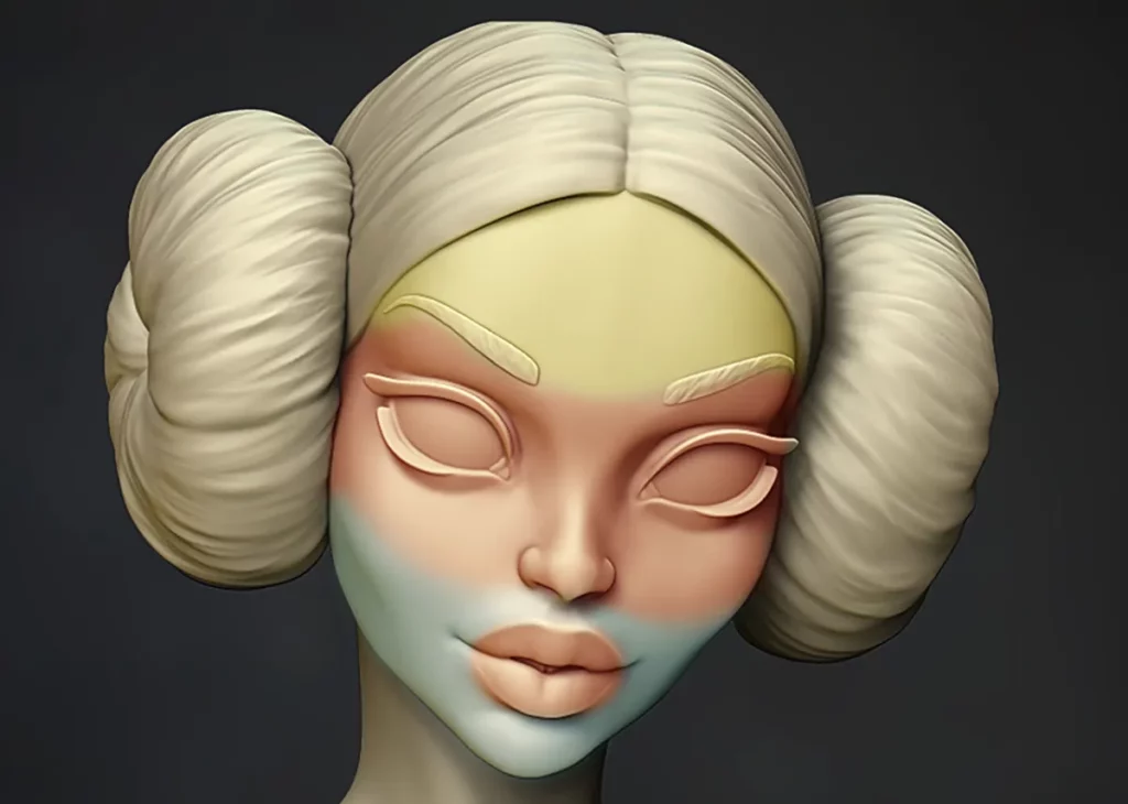 Simplified version of the '3 zone' method for natural-looking skin tones - from Minichix Studio tutorial featuring The Princess
