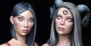 Featured image for Minichix Studio article on painting natural-looking skin tones - showing Yami and Noir busts