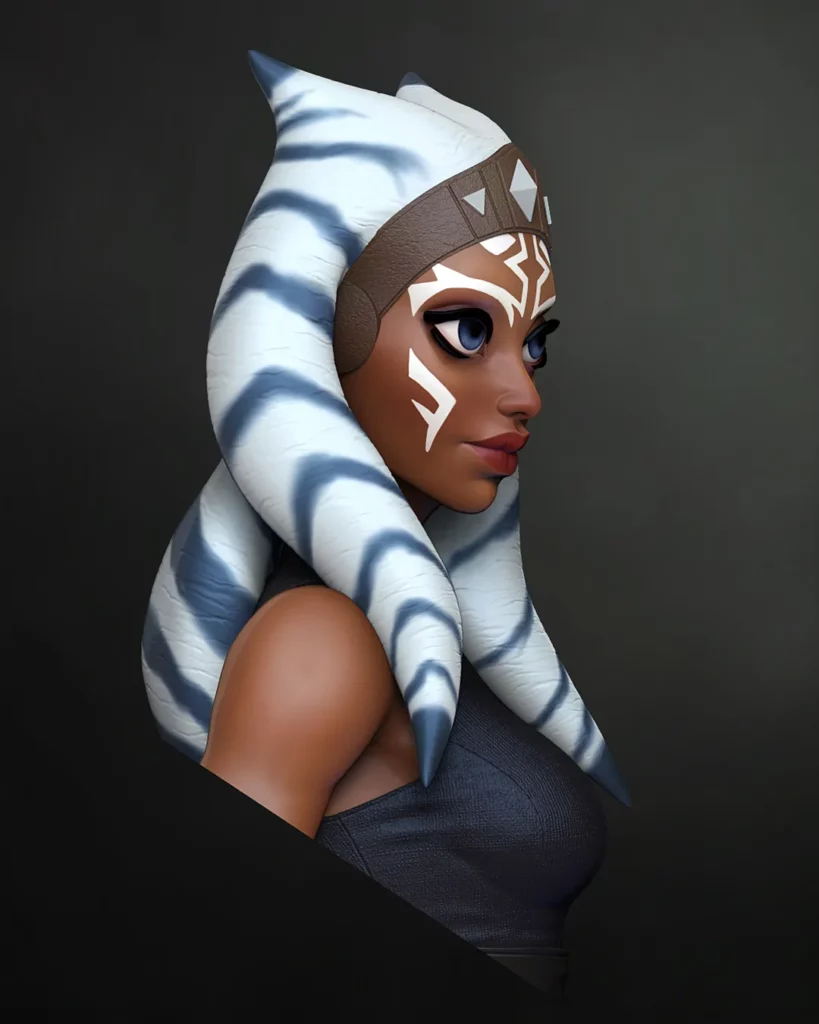 3D colour render - side view of The Knight bust - stylised 1/10th scale sci-fi STL file from the Sci-Fi Princesses series by Minichix Studio