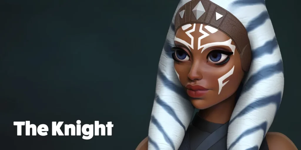Close up 3D colour render of The Knight bust - stylised 1/10th scale sci-fi STL file from the Sci-Fi Princesses series by Minichix Studio