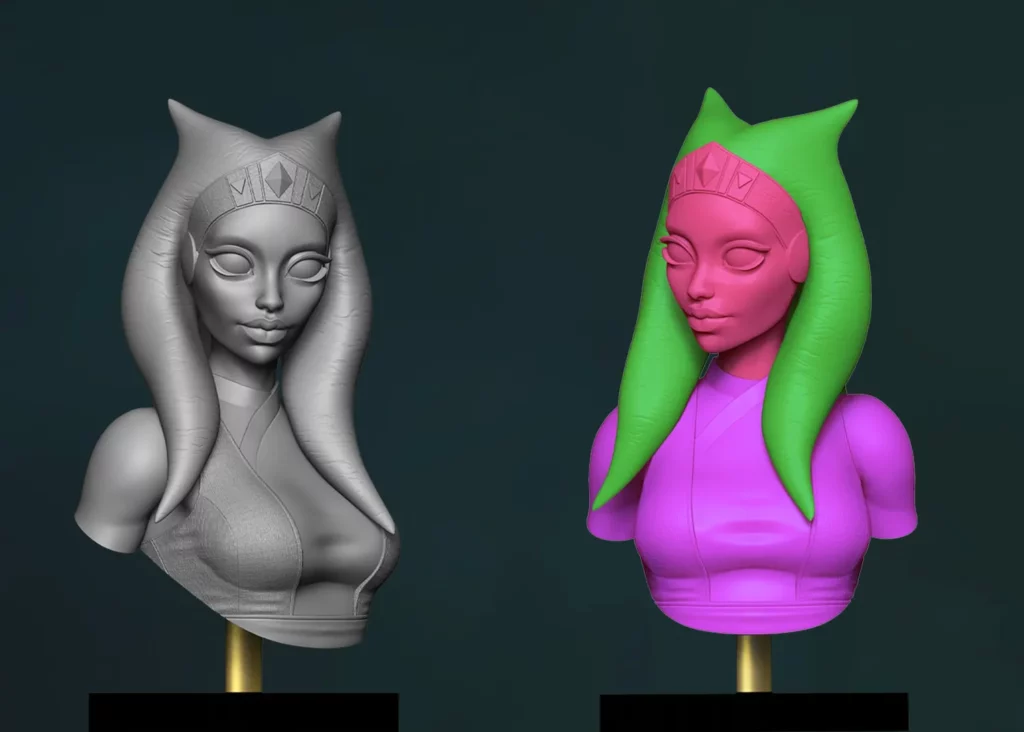 3D render and parts breakdown of 'The Knight' bust - STL for 3D printing by Minichix Studio