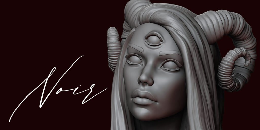Main photo for Noir Bust new release by Minichix Studio - close-up Noir on dark background