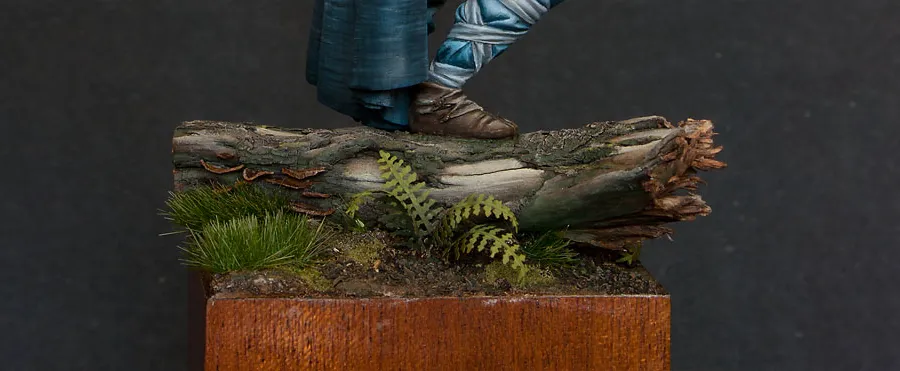 Fully built and painted scenic base - view from the other side- Minichix Studio tutorial on building miniature bases.