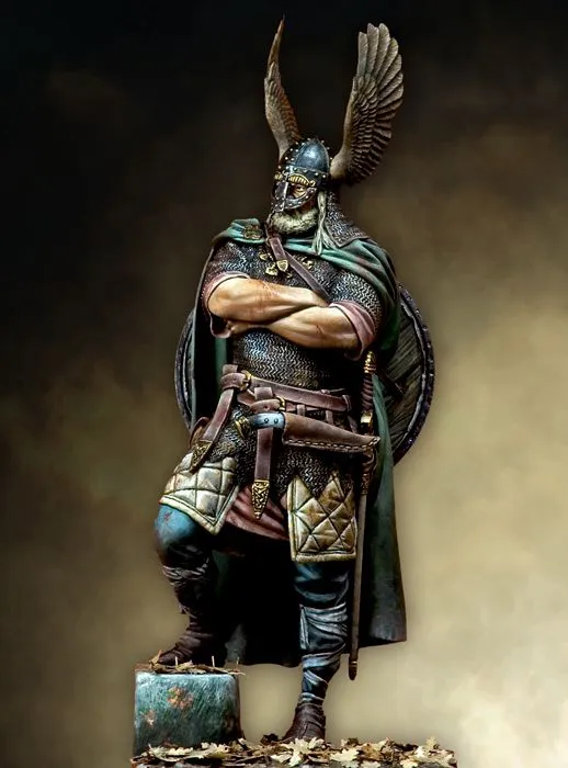 Box art of Viking Chief by Pegaso Models featured in Minichix Studio article on making woodland scenic base for miniatures.