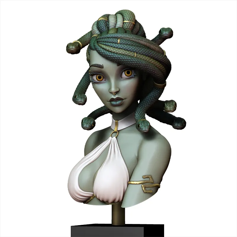 Medusa - 3D colour render of fantasy bust by Minichix Studio - front view - 1/10th scale display piece for painters and collectors