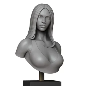 3D render of Amy - 1/10th scale anatomic bust for 3D printing by Minichix Studio - side view