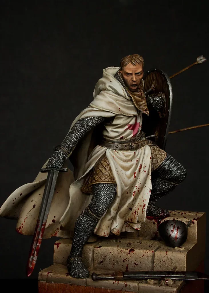 Finished Templar Knight by Pegaso with added blood - technical tutorial by Minichix Studio -front view