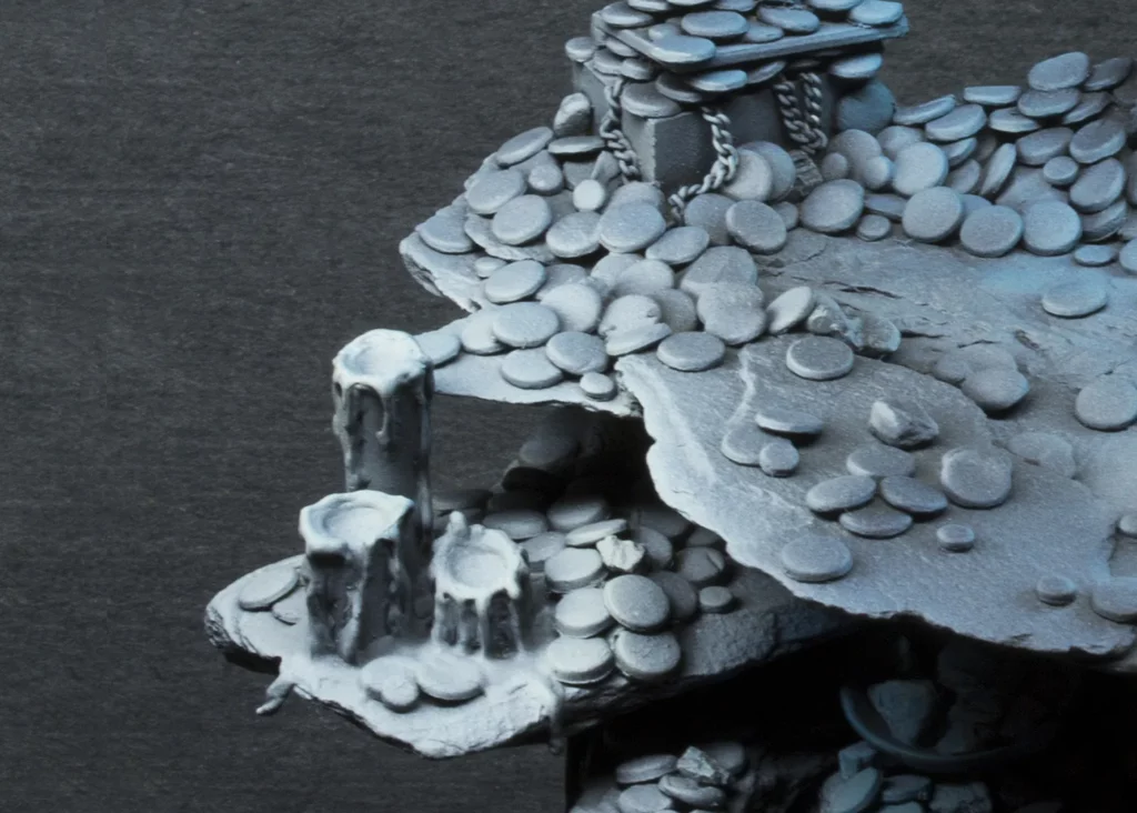 Airbrushing initial light effect on miniature candles - step-by-step miniature painting tutorial by Minichix Studio.