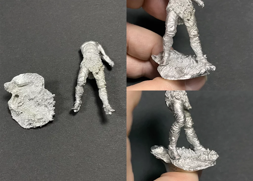 Examples of options available for mounting miniatures - wedges under metal miniature - beginner tutorial by Minichix Studio