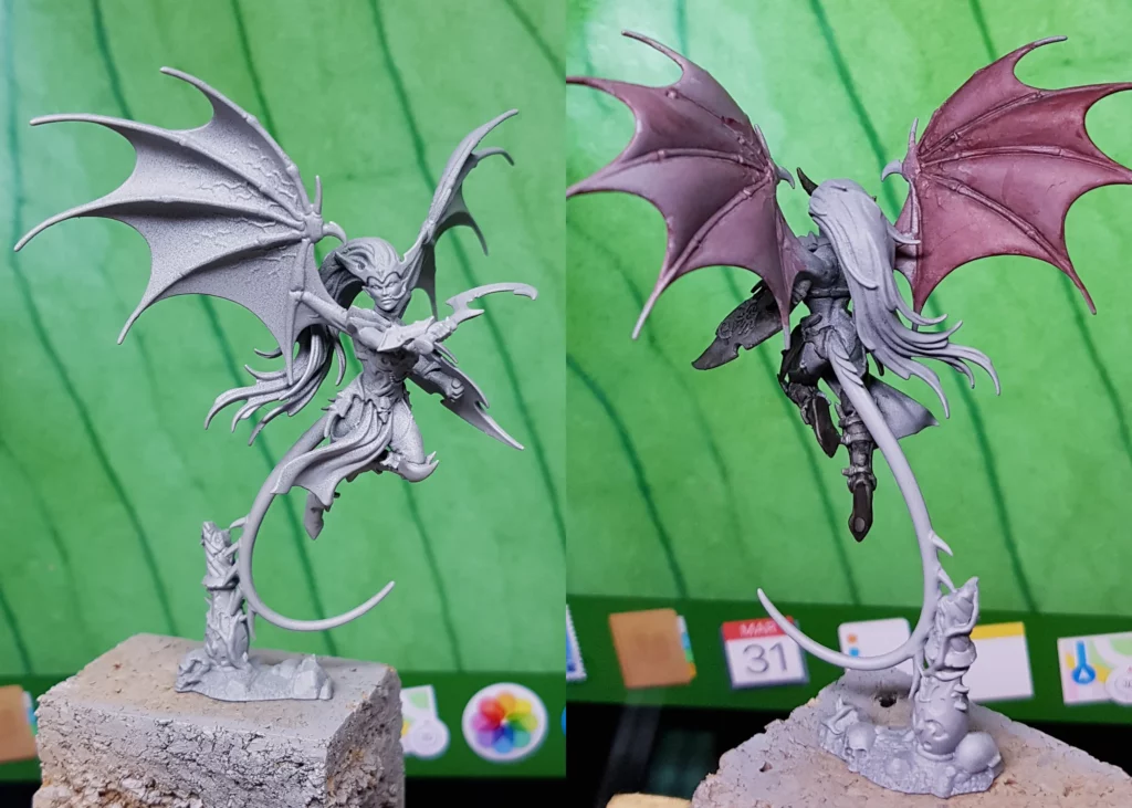 Plastic miniatures resting on basing elements – beginner tutorial on mounting miniatures by Minichix Studio.