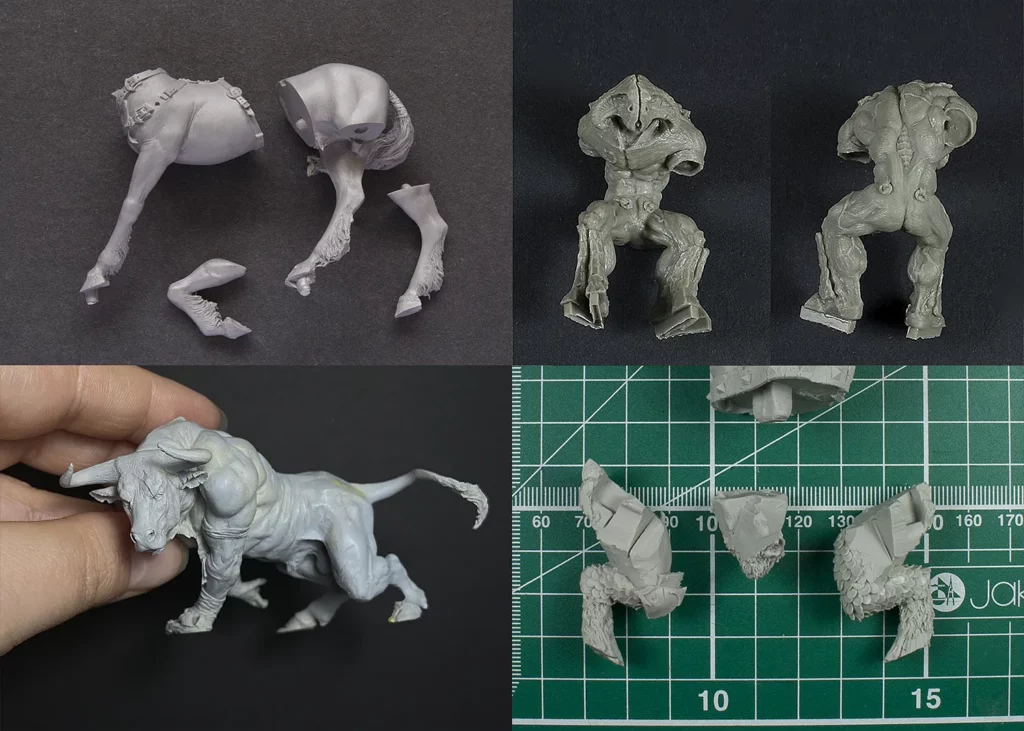 Example of pin options for large scale resin miniatures - beginner tutorial about mounting miniatures by Minichix Studio.