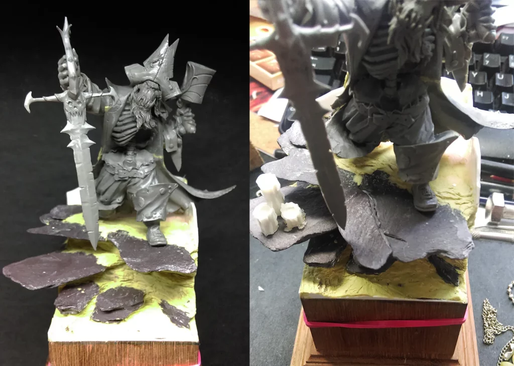 Fixing construction issues during pirate base build - step-by-step miniature painting tutorial by Minichix Studio.