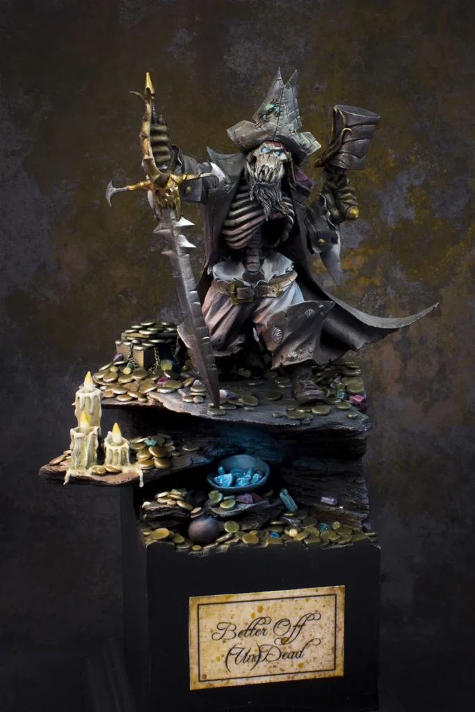 Finished epic pirate base built and painted by Marta Slusarska - step-by-step miniature painting tutorial by Minichix Studio.