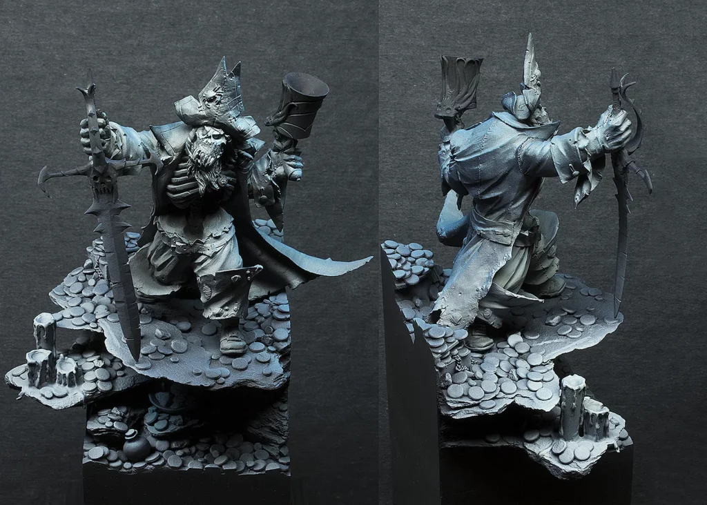 Airbrushing cold moonlight effect on pirate base - step-by-step miniature painting tutorial by Minichix Studio.