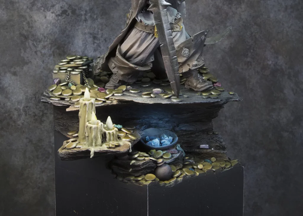 Close-up of pirate base before applying final touches- step-by-step miniature painting tutorial by Minichix Studio.