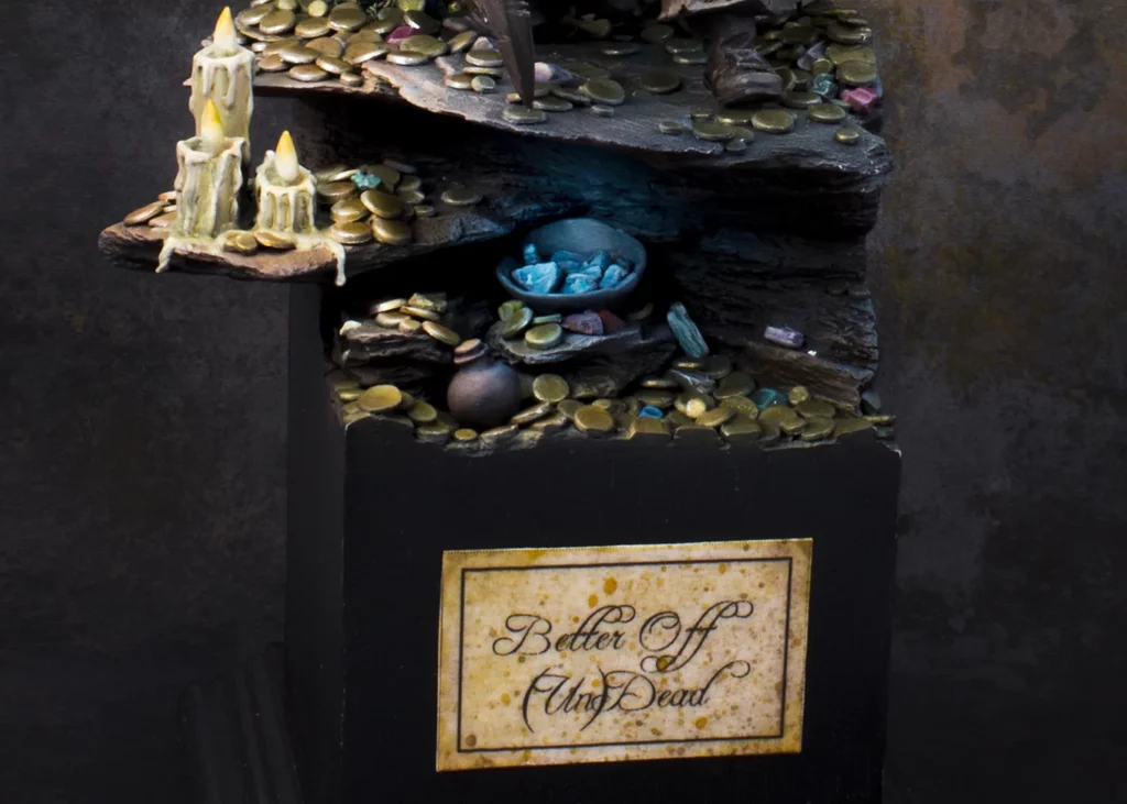 Close-up of finished pirate display base - step-by-step miniature painting tutorial by Minichix Studio.