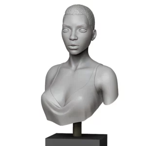 3D render of Thea - 1/10th scale anatomic bust for 3D printing by Minichix Studio - front view