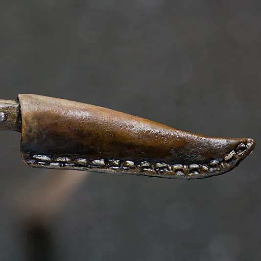 Close-up - textured and weathered leather sheath - realistic leather painting tutorial by Minichix Studio