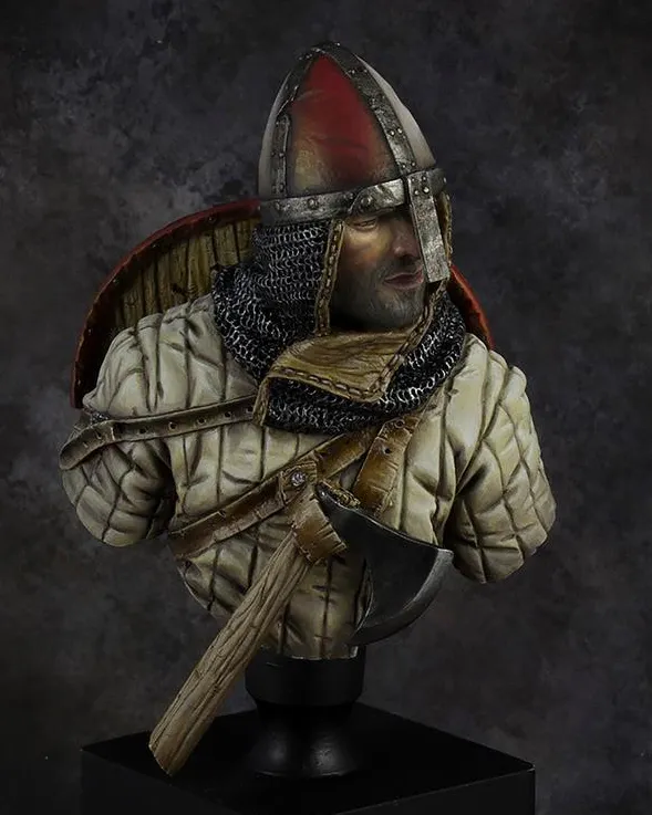 Painting leather elements on Templar Knight bust - 'Hastings 1066' by Young Miniatures - painting tutorial by Minichix Studio
