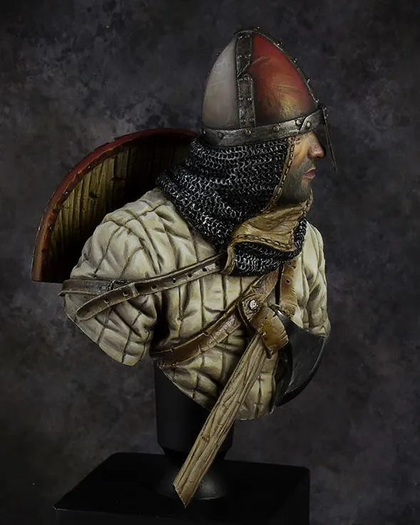 Templar Knight bust - 'Hastings 1066' by Young Miniatures - painting leather elements tutorial by Minichix Studio