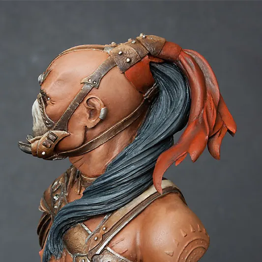 Side view of the Grinder bust before adding fabric texture applied - fabric texture tutorial by Minichix Studio