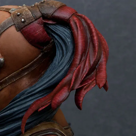 Close-up of the Grinder bust with textures applied - side view - fabric texture tutorial by Minichix Studio