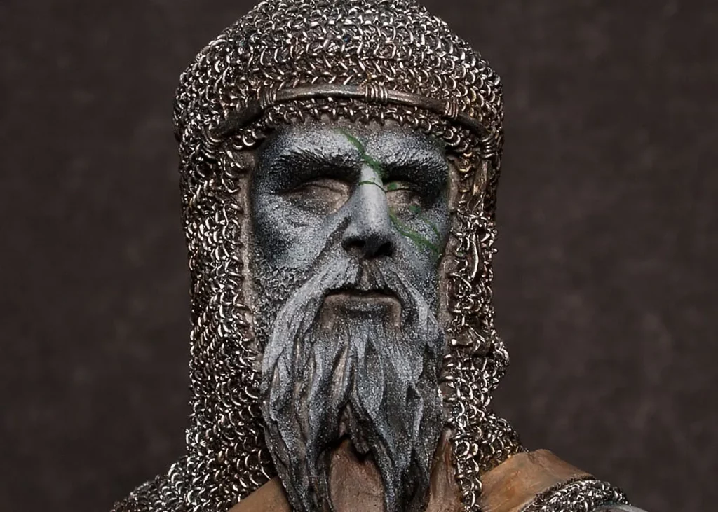 Close up photo of the Veteran bust with scars sculpted around his left eye - featured in Minichix Studio article on sculpting scars on miniatures.
